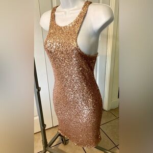 Fashion Nova ‘Bright Future’ Rose Gold Sequin Mini Dress NWT